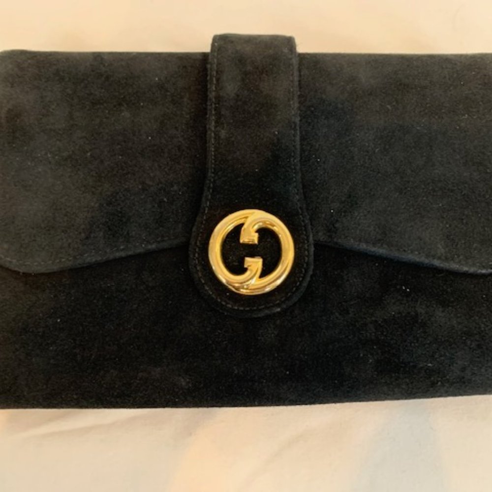Gucci 1970 Vintage Suede Clutch